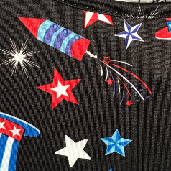 Midi Swing Dress 4th of July Patriotic Red White and Blue Fireworks Size Medium - Picture 7 of 16